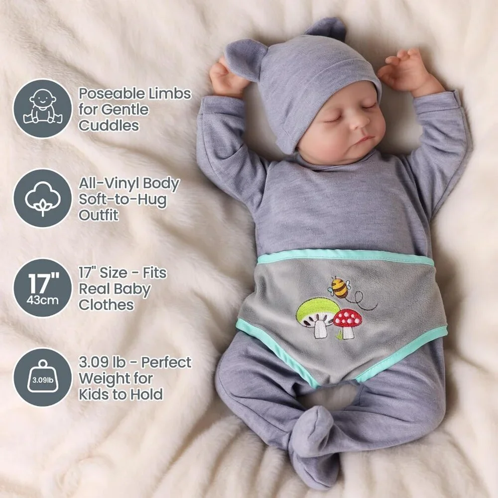 Lifelike Reborn Baby Dolls 17 Inch Realistic Newborn Baby Doll Real Life - Picture 5 of 6